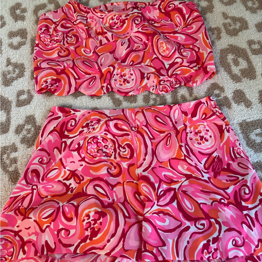 Lilly Pulitzer Pink and Orange Floral Set